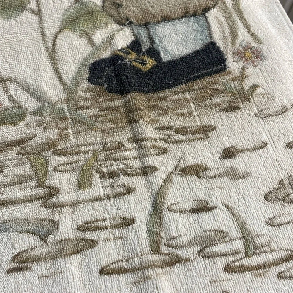 vintage kel tex bath towel 100% cotton blue holly hobbie flowers